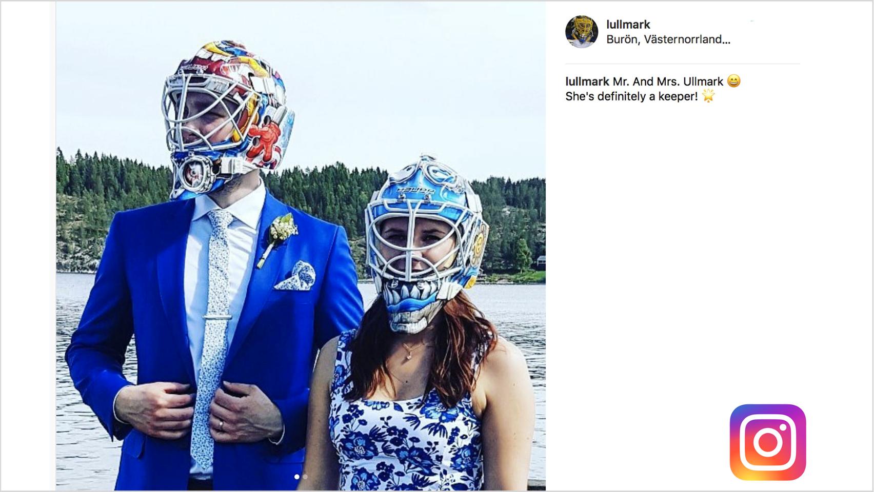 Ullmark and wife rock goalie masks at wedding